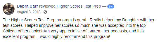Higher Scores Test Prep Review from Debra C.